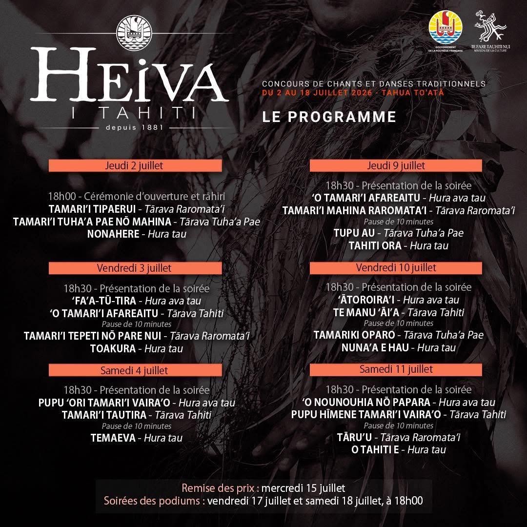 Programme du Heiva i Tahiti 2026